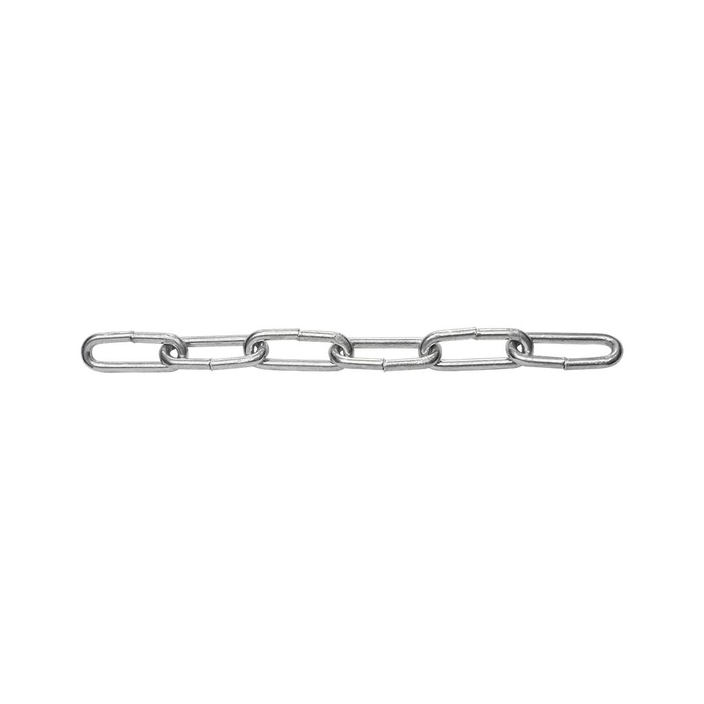 CADENA ESLABÓN RECTO - Veker - La marca mexicana de ramo ferretero con variedad de productos. Entre los que se destaca la Tela mosquitera fabricadas con modelos como Nylon, galvanizado, reforzada y Aluminio; Felpa para perfil de aluminio para mejor ventilación de tus espacios; Ventiladores Industriales y residenciales ideales para temporadas cálidas del año; Tornillos para Lámina y Tornillos para Madera que ayudan a fijación y soporte; Cadena y cable de acero con sus respectivos accesorio. Abarcamos el ramo de la herrería con la variedad de modelos en figuras de fierro, puntas y flechas ofreciendo una gran variedad de modelos y estilos para cada necesidad.