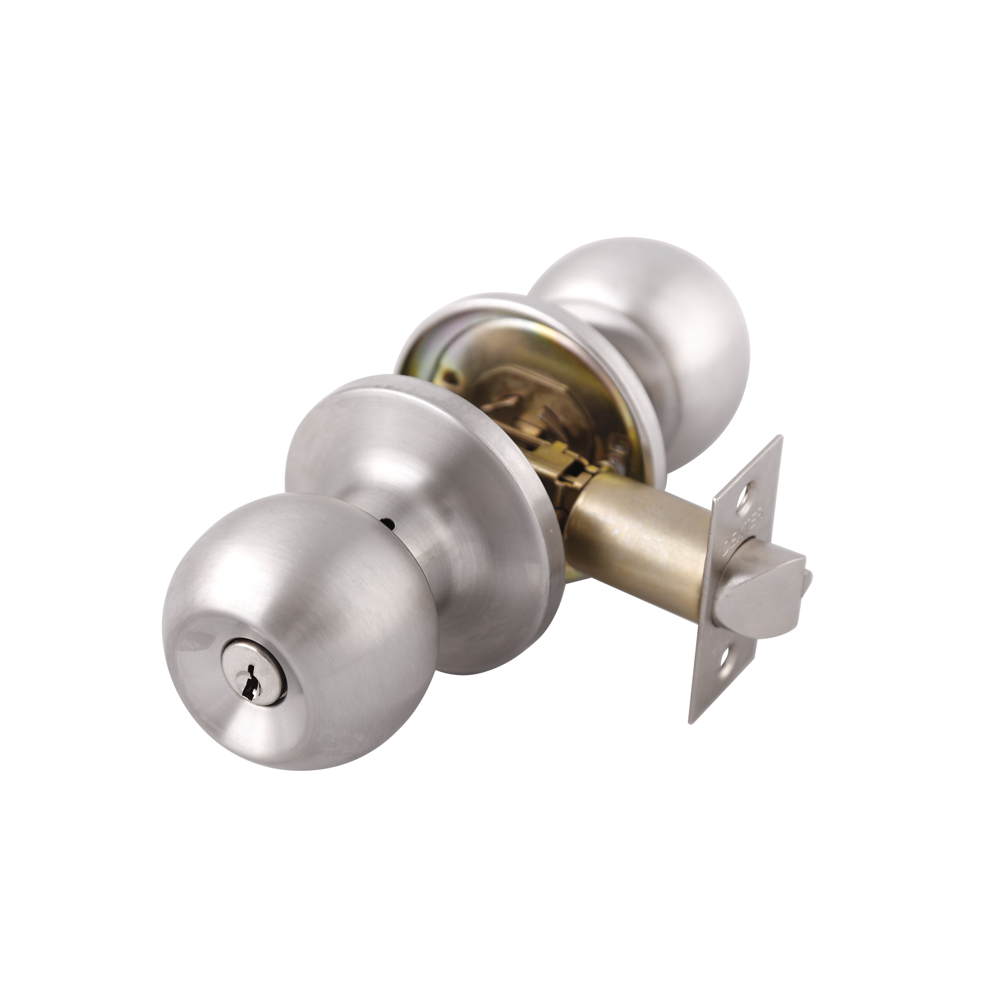 CERRADURA DE PERILLA BUILDERS PARA RECAMARA FUNCIÓN LLAVE ESTÁNDAR - BOTÓN Y MECANISMO TUBULAR - Dexter - Marca mexicana líder en el mercado ferretero ofreciendo cerraduras, bisagras, candados y accesorios para puerta y mueble, brindando gran confianza a nuestros clientes con sus productos de la más alta calidad, buen precio, mayor durabilidad y mejor funcionamiento, manejando materiales de fabricación como Latón, Acero inoxidable, Aluminio etc. Proporcionando mayor seguridad y confianza en la protección de tu hogar, oficina, negocio o cualquier tipo de espacio. Nuestros productos manejan gran variedad de acabados como: Níquel Satinado, Latón Antiguo, Latón Brillante, Blanco, ADK, Negro, Beige entre otros. Con variedad de mecanismos de instalación y tipos de llave.
