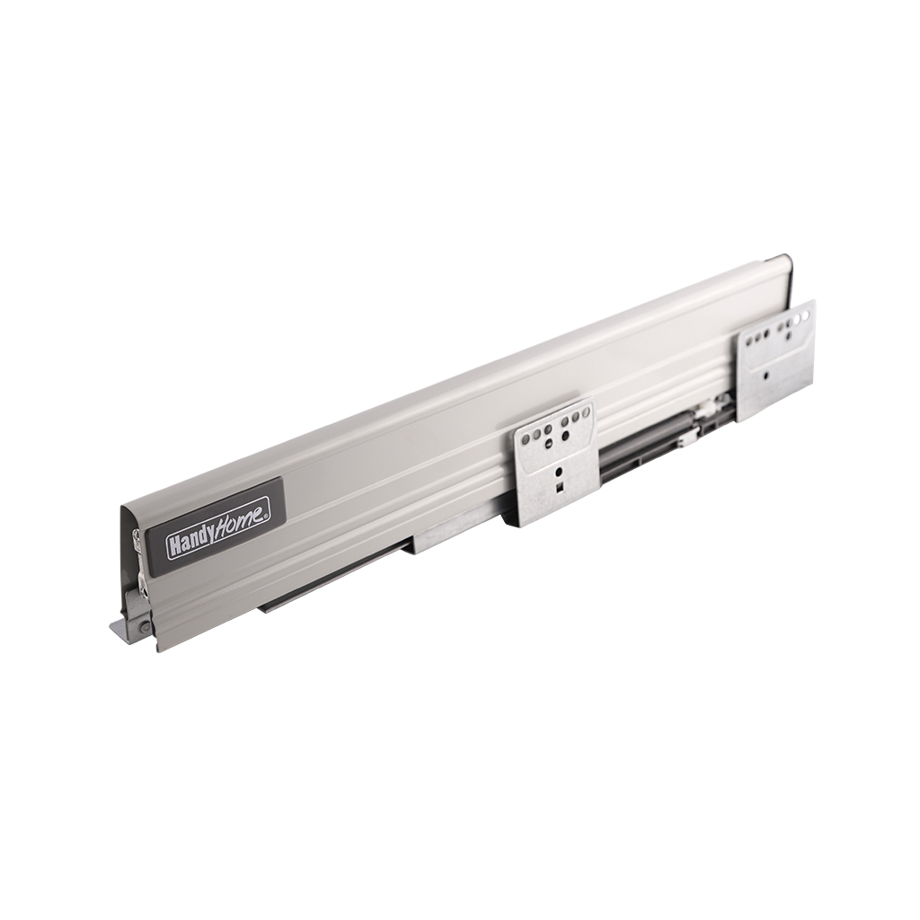 CORREDERA DE EXTENSIÓN "METAL BOX" PARA CAJÓN METÁLICO - Handy Home - Handy home ofrece una gama extensa de herrajes, Jaladeras y Accesorios para mueble de madera, diseñados con la más alta calidad y precio accesible. Contamos con gran variedad de herrajes para cocina y gabinetes entre los que se encuentras correderas para cajón, bisagras bidimensionales y Jaladeras para mueble, fabricadas con variedad de materiales de alta calidad como acero inoxidable, acero galvanizado, zamac, aluminio, nylon etc. Que darán un toque moderno y una decoración única a tus muebles. Contamos con toda una línea completa de accesorios para closet que van desde el tubo, rodamientos, colgador de ganchos hasta tornillos para madera que te ayudaran a la fijación y soporte que necesitan tus puertas y muebles.