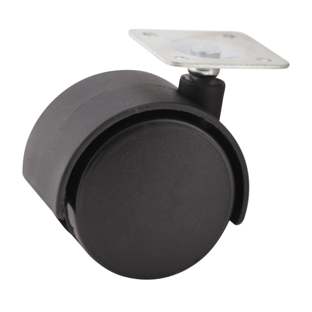 RODAJA "TWIN" DE NYLON CON PLACA SIN FRENO PARA MUEBLES - Handy Home - Handy home ofrece una gama extensa de herrajes, Jaladeras y Accesorios para mueble de madera, diseñados con la más alta calidad y precio accesible. Contamos con gran variedad de herrajes para cocina y gabinetes entre los que se encuentras correderas para cajón, bisagras bidimensionales y Jaladeras para mueble, fabricadas con variedad de materiales de alta calidad como acero inoxidable, acero galvanizado, zamac, aluminio, nylon etc. Que darán un toque moderno y una decoración única a tus muebles. Contamos con toda una línea completa de accesorios para closet que van desde el tubo, rodamientos, colgador de ganchos hasta tornillos para madera que te ayudaran a la fijación y soporte que necesitan tus puertas y muebles.
