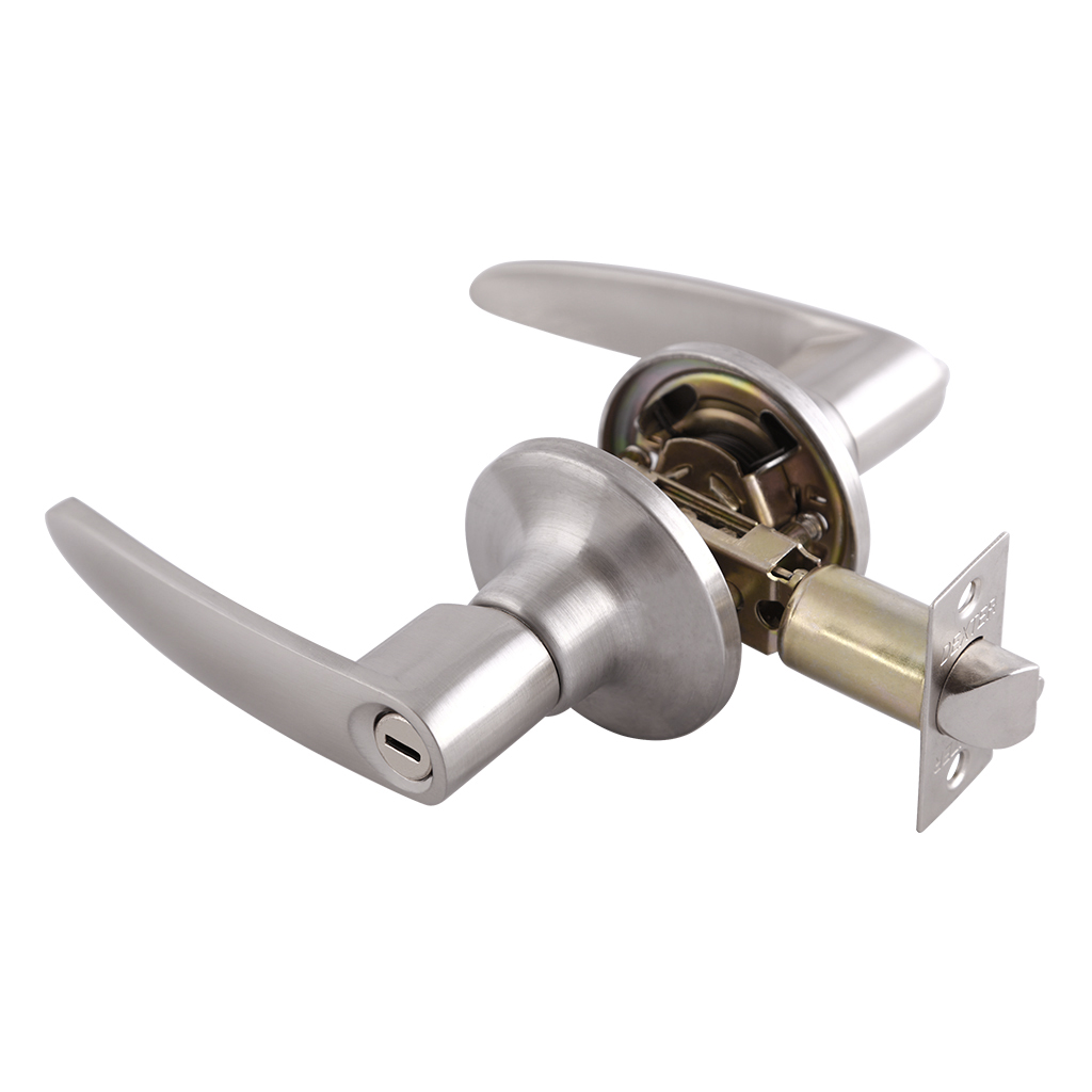 CERRADURA DE MANIJA PARA BAÑO FUNCIÓN RANURA - BOTÓN Y MECANISMO TUBULAR - Dexter - Marca mexicana líder en el mercado ferretero ofreciendo cerraduras, bisagras, candados y accesorios para puerta y mueble, brindando gran confianza a nuestros clientes con sus productos de la más alta calidad, buen precio, mayor durabilidad y mejor funcionamiento, manejando materiales de fabricación como Latón, Acero inoxidable, Aluminio etc. Proporcionando mayor seguridad y confianza en la protección de tu hogar, oficina, negocio o cualquier tipo de espacio. Nuestros productos manejan gran variedad de acabados como: Níquel Satinado, Latón Antiguo, Latón Brillante, Blanco, ADK, Negro, Beige entre otros. Con variedad de mecanismos de instalación y tipos de llave.