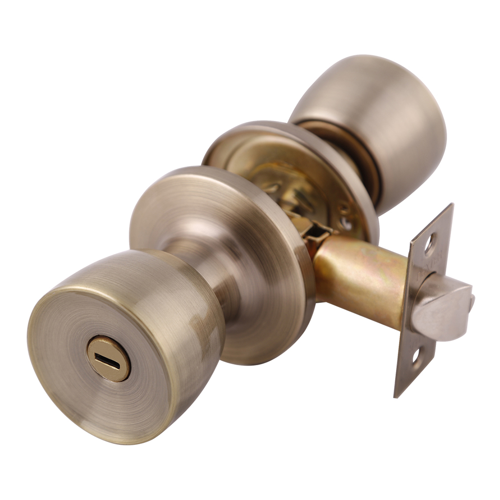 CERRADURA DE PERILLA PARA BAÑO FUNCIÓN RANURA - BOTÓN Y MECANISMO TUBULAR - Dexter - Marca mexicana líder en el mercado ferretero ofreciendo cerraduras, bisagras, candados y accesorios para puerta y mueble, brindando gran confianza a nuestros clientes con sus productos de la más alta calidad, buen precio, mayor durabilidad y mejor funcionamiento, manejando materiales de fabricación como Latón, Acero inoxidable, Aluminio etc. Proporcionando mayor seguridad y confianza en la protección de tu hogar, oficina, negocio o cualquier tipo de espacio. Nuestros productos manejan gran variedad de acabados como: Níquel Satinado, Latón Antiguo, Latón Brillante, Blanco, ADK, Negro, Beige entre otros. Con variedad de mecanismos de instalación y tipos de llave.
