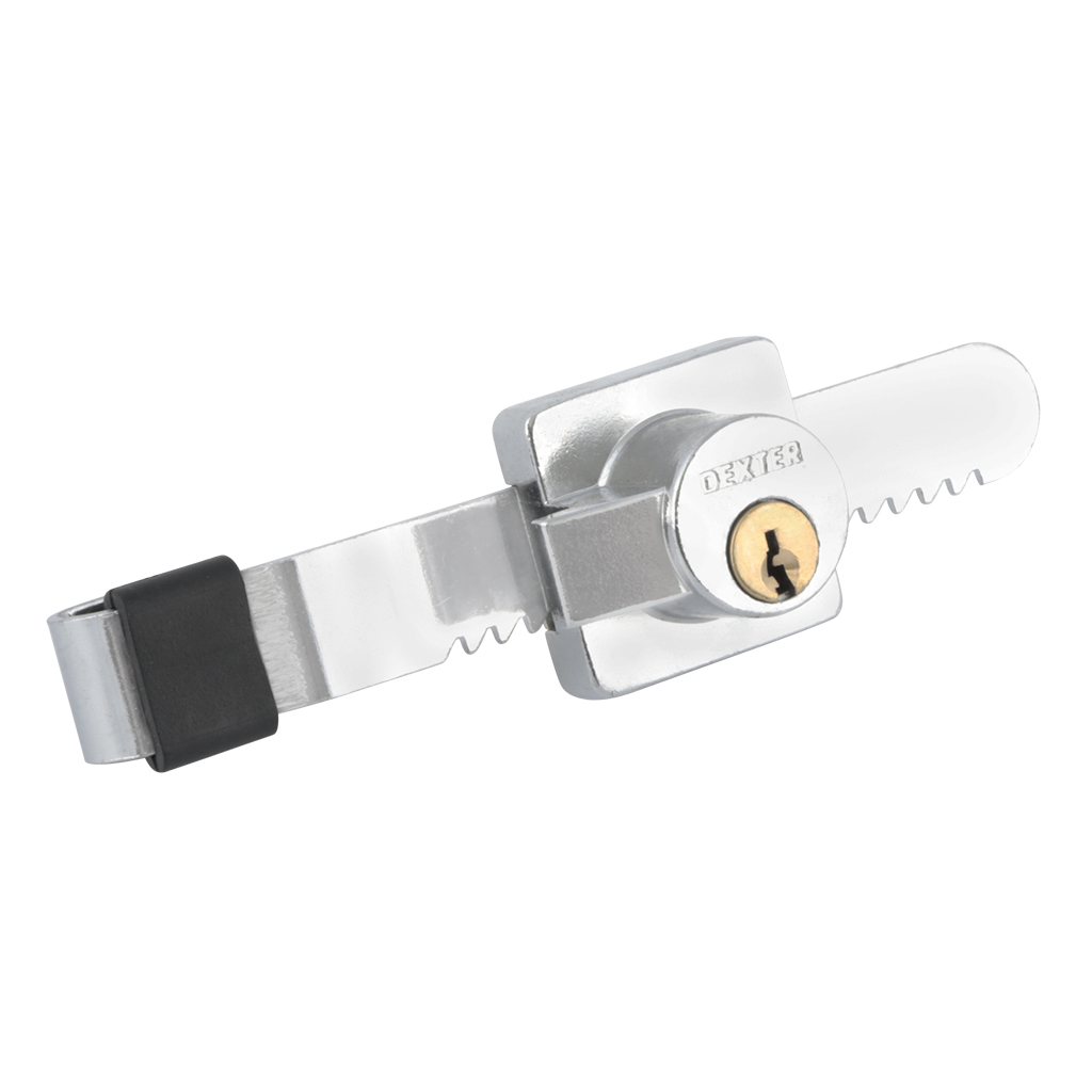 CERRADURA PARA VITRINA CON CILINDRO DE PERNOS - Dexter - Marca mexicana líder en el mercado ferretero ofreciendo cerraduras, bisagras, candados y accesorios para puerta y mueble, brindando gran confianza a nuestros clientes con sus productos de la más alta calidad, buen precio, mayor durabilidad y mejor funcionamiento, manejando materiales de fabricación como Latón, Acero inoxidable, Aluminio etc. Proporcionando mayor seguridad y confianza en la protección de tu hogar, oficina, negocio o cualquier tipo de espacio. Nuestros productos manejan gran variedad de acabados como: Níquel Satinado, Latón Antiguo, Latón Brillante, Blanco, ADK, Negro, Beige entre otros. Con variedad de mecanismos de instalación y tipos de llave.