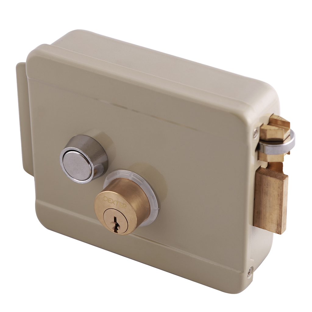 CERRADURA DE SOBREPONER DE CAJA ELÉCTRICA CON BOTÓN CON LLAVE ESTÁNDAR - Dexter - Marca mexicana líder en el mercado ferretero ofreciendo cerraduras, bisagras, candados y accesorios para puerta y mueble, brindando gran confianza a nuestros clientes con sus productos de la más alta calidad, buen precio, mayor durabilidad y mejor funcionamiento, manejando materiales de fabricación como Latón, Acero inoxidable, Aluminio etc. Proporcionando mayor seguridad y confianza en la protección de tu hogar, oficina, negocio o cualquier tipo de espacio. Nuestros productos manejan gran variedad de acabados como: Níquel Satinado, Latón Antiguo, Latón Brillante, Blanco, ADK, Negro, Beige entre otros. Con variedad de mecanismos de instalación y tipos de llave.