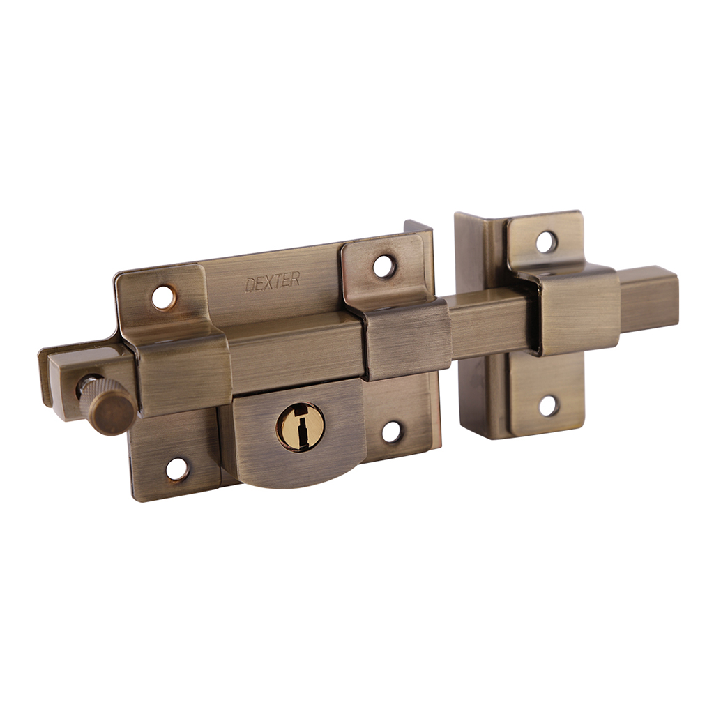 CERRADURA DE SOBREPONER DE BARRA FUNCION FIJA CON LLAVE ESTÁNDAR - Dexter - Marca mexicana líder en el mercado ferretero ofreciendo cerraduras, bisagras, candados y accesorios para puerta y mueble, brindando gran confianza a nuestros clientes con sus productos de la más alta calidad, buen precio, mayor durabilidad y mejor funcionamiento, manejando materiales de fabricación como Latón, Acero inoxidable, Aluminio etc. Proporcionando mayor seguridad y confianza en la protección de tu hogar, oficina, negocio o cualquier tipo de espacio. Nuestros productos manejan gran variedad de acabados como: Níquel Satinado, Latón Antiguo, Latón Brillante, Blanco, ADK, Negro, Beige entre otros. Con variedad de mecanismos de instalación y tipos de llave.