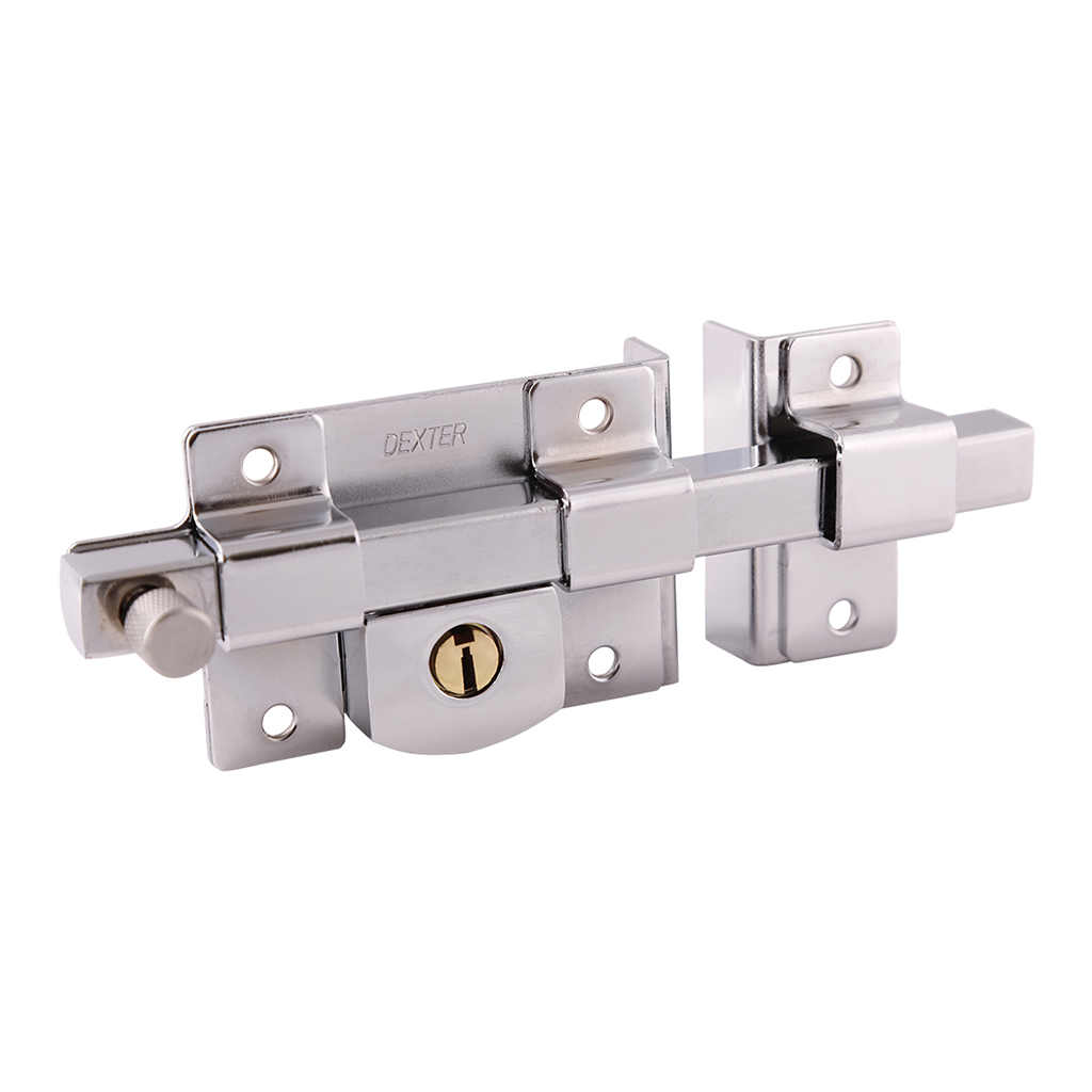 CERRADURA DE SOBREPONER DE BARRA FUNCION FIJA CON LLAVE ESTÁNDAR - Dexter - Marca mexicana líder en el mercado ferretero ofreciendo cerraduras, bisagras, candados y accesorios para puerta y mueble, brindando gran confianza a nuestros clientes con sus productos de la más alta calidad, buen precio, mayor durabilidad y mejor funcionamiento, manejando materiales de fabricación como Latón, Acero inoxidable, Aluminio etc. Proporcionando mayor seguridad y confianza en la protección de tu hogar, oficina, negocio o cualquier tipo de espacio. Nuestros productos manejan gran variedad de acabados como: Níquel Satinado, Latón Antiguo, Latón Brillante, Blanco, ADK, Negro, Beige entre otros. Con variedad de mecanismos de instalación y tipos de llave.