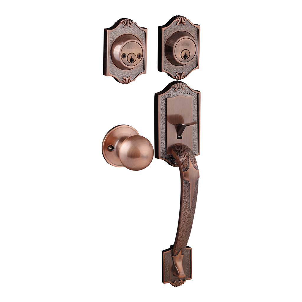 CERRADURA RESIDENCIAL GENOVA FUNCIÓN LLAVE ESTÁNDAR - Dexter - Marca mexicana líder en el mercado ferretero ofreciendo cerraduras, bisagras, candados y accesorios para puerta y mueble, brindando gran confianza a nuestros clientes con sus productos de la más alta calidad, buen precio, mayor durabilidad y mejor funcionamiento, manejando materiales de fabricación como Latón, Acero inoxidable, Aluminio etc. Proporcionando mayor seguridad y confianza en la protección de tu hogar, oficina, negocio o cualquier tipo de espacio. Nuestros productos manejan gran variedad de acabados como: Níquel Satinado, Latón Antiguo, Latón Brillante, Blanco, ADK, Negro, Beige entre otros. Con variedad de mecanismos de instalación y tipos de llave.