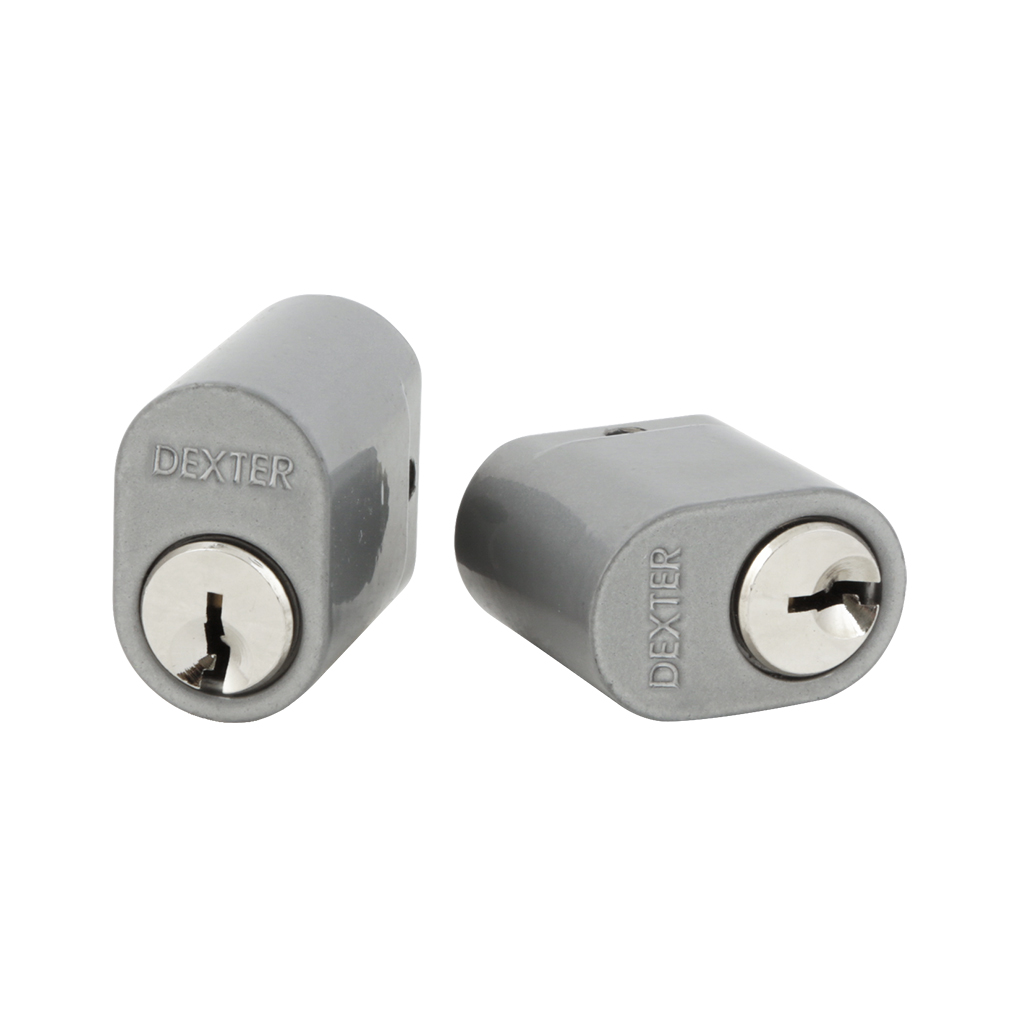 CILINDRO PARA CERRADURA DE PERFIL DE ALUMINIO CON FUNCIÓN LLAVE - LLAVE ESTÁNDAR - Dexter - Marca mexicana líder en el mercado ferretero ofreciendo cerraduras, bisagras, candados y accesorios para puerta y mueble, brindando gran confianza a nuestros clientes con sus productos de la más alta calidad, buen precio, mayor durabilidad y mejor funcionamiento, manejando materiales de fabricación como Latón, Acero inoxidable, Aluminio etc. Proporcionando mayor seguridad y confianza en la protección de tu hogar, oficina, negocio o cualquier tipo de espacio. Nuestros productos manejan gran variedad de acabados como: Níquel Satinado, Latón Antiguo, Latón Brillante, Blanco, ADK, Negro, Beige entre otros. Con variedad de mecanismos de instalación y tipos de llave.