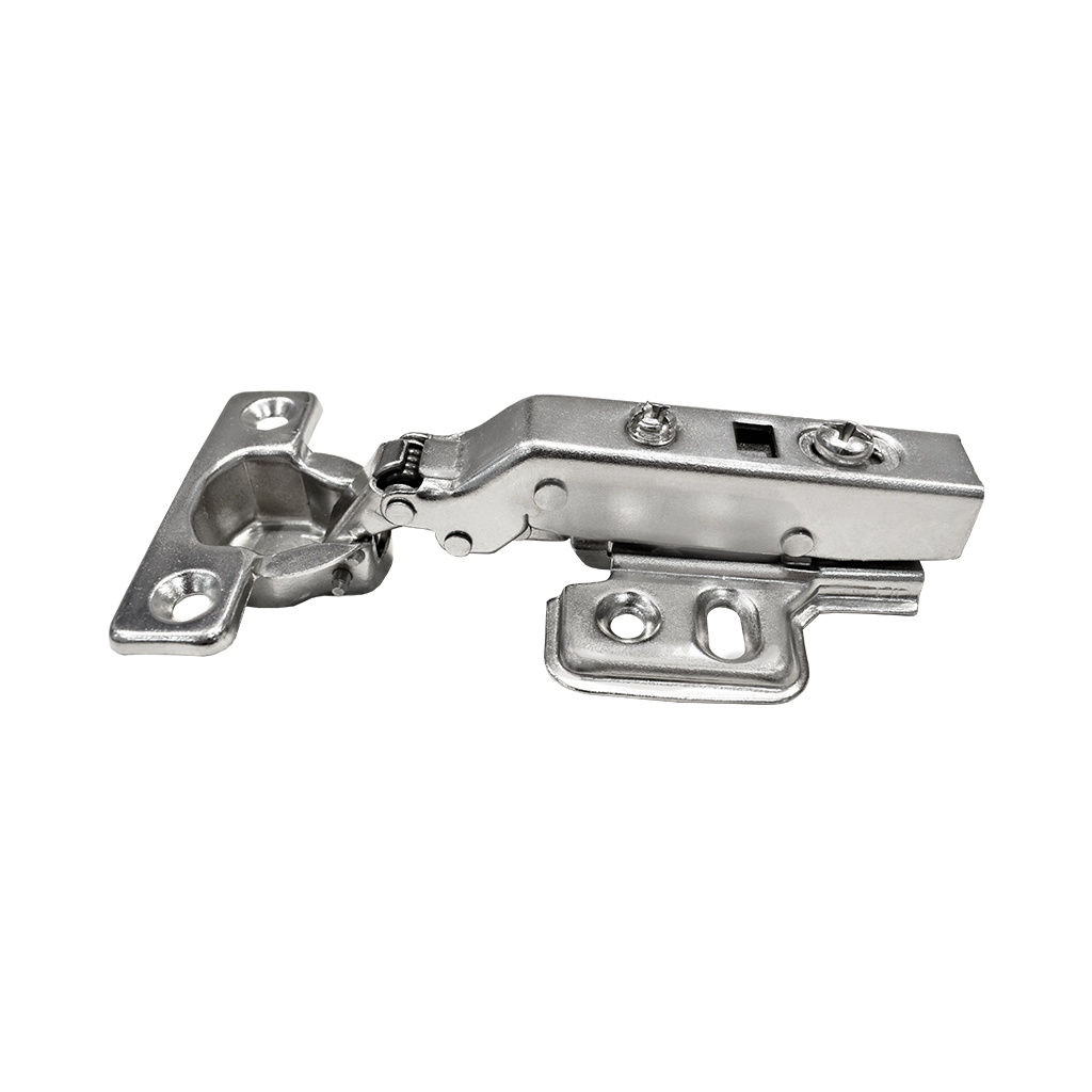 BISAGRA BIDIMENSIONAL MINI 95° COBERTURA COMPLETA BASE DE 4 PERFORACIONES CON PISTÓN CIERRE SUAVE PARA PUERTA - Handy Home - Handy home ofrece una gama extensa de herrajes, Jaladeras y Accesorios para mueble de madera, diseñados con la más alta calidad y precio accesible. Contamos con gran variedad de herrajes para cocina y gabinetes entre los que se encuentras correderas para cajón, bisagras bidimensionales y Jaladeras para mueble, fabricadas con variedad de materiales de alta calidad como acero inoxidable, acero galvanizado, zamac, aluminio, nylon etc. Que darán un toque moderno y una decoración única a tus muebles. Contamos con toda una línea completa de accesorios para closet que van desde el tubo, rodamientos, colgador de ganchos hasta tornillos para madera que te ayudaran a la fijación y soporte que necesitan tus puertas y muebles.
