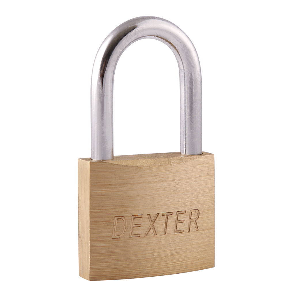 CANDADO DE LATÓN DE GANCHO LARGO CON LLAVE ESTÁNDAR - Dexter - Marca mexicana líder en el mercado ferretero ofreciendo cerraduras, bisagras, candados y accesorios para puerta y mueble, brindando gran confianza a nuestros clientes con sus productos de la más alta calidad, buen precio, mayor durabilidad y mejor funcionamiento, manejando materiales de fabricación como Latón, Acero inoxidable, Aluminio etc. Proporcionando mayor seguridad y confianza en la protección de tu hogar, oficina, negocio o cualquier tipo de espacio. Nuestros productos manejan gran variedad de acabados como: Níquel Satinado, Latón Antiguo, Latón Brillante, Blanco, ADK, Negro, Beige entre otros. Con variedad de mecanismos de instalación y tipos de llave.