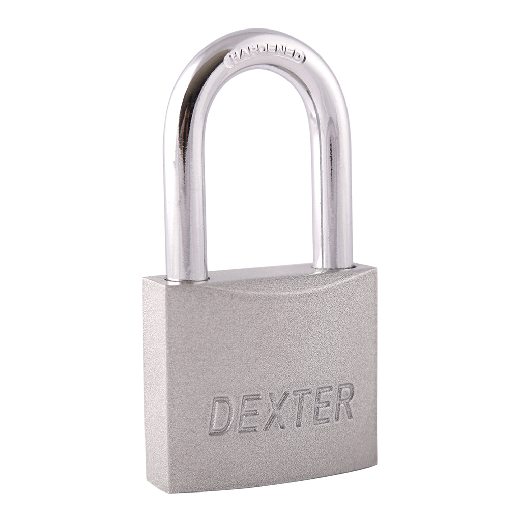 CANDADO METÁLICO CILINDRO DE LATÓN DE GANCHO LARGO CON LLAVE ESTÁNDAR - Dexter - Marca mexicana líder en el mercado ferretero ofreciendo cerraduras, bisagras, candados y accesorios para puerta y mueble, brindando gran confianza a nuestros clientes con sus productos de la más alta calidad, buen precio, mayor durabilidad y mejor funcionamiento, manejando materiales de fabricación como Latón, Acero inoxidable, Aluminio etc. Proporcionando mayor seguridad y confianza en la protección de tu hogar, oficina, negocio o cualquier tipo de espacio. Nuestros productos manejan gran variedad de acabados como: Níquel Satinado, Latón Antiguo, Latón Brillante, Blanco, ADK, Negro, Beige entre otros. Con variedad de mecanismos de instalación y tipos de llave.