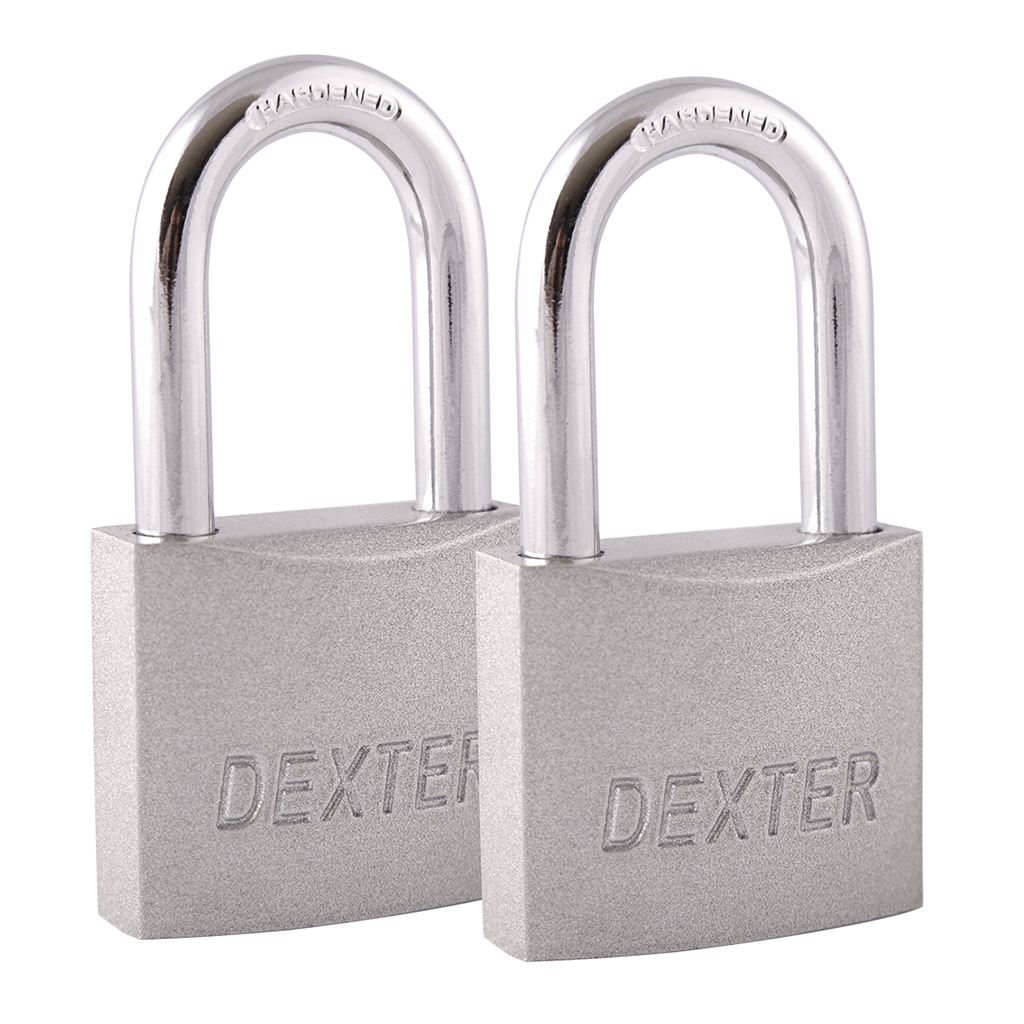 COMBO CANDADO METÁLICO CILINDRO DE LATÓN DE GANCHO LARGO CON 2 PIEZAS - Dexter - Marca mexicana líder en el mercado ferretero ofreciendo cerraduras, bisagras, candados y accesorios para puerta y mueble, brindando gran confianza a nuestros clientes con sus productos de la más alta calidad, buen precio, mayor durabilidad y mejor funcionamiento, manejando materiales de fabricación como Latón, Acero inoxidable, Aluminio etc. Proporcionando mayor seguridad y confianza en la protección de tu hogar, oficina, negocio o cualquier tipo de espacio. Nuestros productos manejan gran variedad de acabados como: Níquel Satinado, Latón Antiguo, Latón Brillante, Blanco, ADK, Negro, Beige entre otros. Con variedad de mecanismos de instalación y tipos de llave.