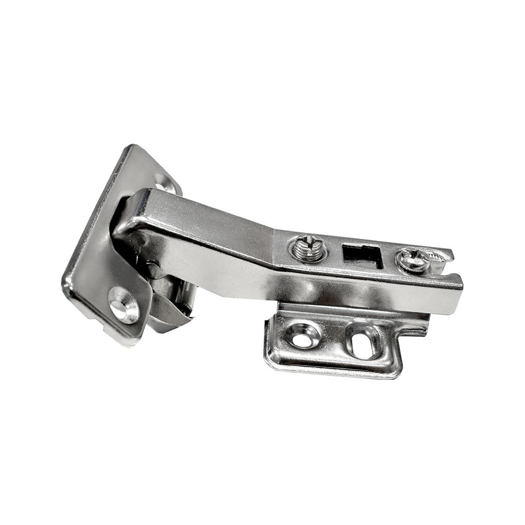 BISAGRA BIDIMENSIONAL COBERTURA DE 45° CON BASE DE 4 PERFORACIONES PARA PUERTA - Handy Home - Handy home ofrece una gama extensa de herrajes, Jaladeras y Accesorios para mueble de madera, diseñados con la más alta calidad y precio accesible. Contamos con gran variedad de herrajes para cocina y gabinetes entre los que se encuentras correderas para cajón, bisagras bidimensionales y Jaladeras para mueble, fabricadas con variedad de materiales de alta calidad como acero inoxidable, acero galvanizado, zamac, aluminio, nylon etc. Que darán un toque moderno y una decoración única a tus muebles. Contamos con toda una línea completa de accesorios para closet que van desde el tubo, rodamientos, colgador de ganchos hasta tornillos para madera que te ayudaran a la fijación y soporte que necesitan tus puertas y muebles.