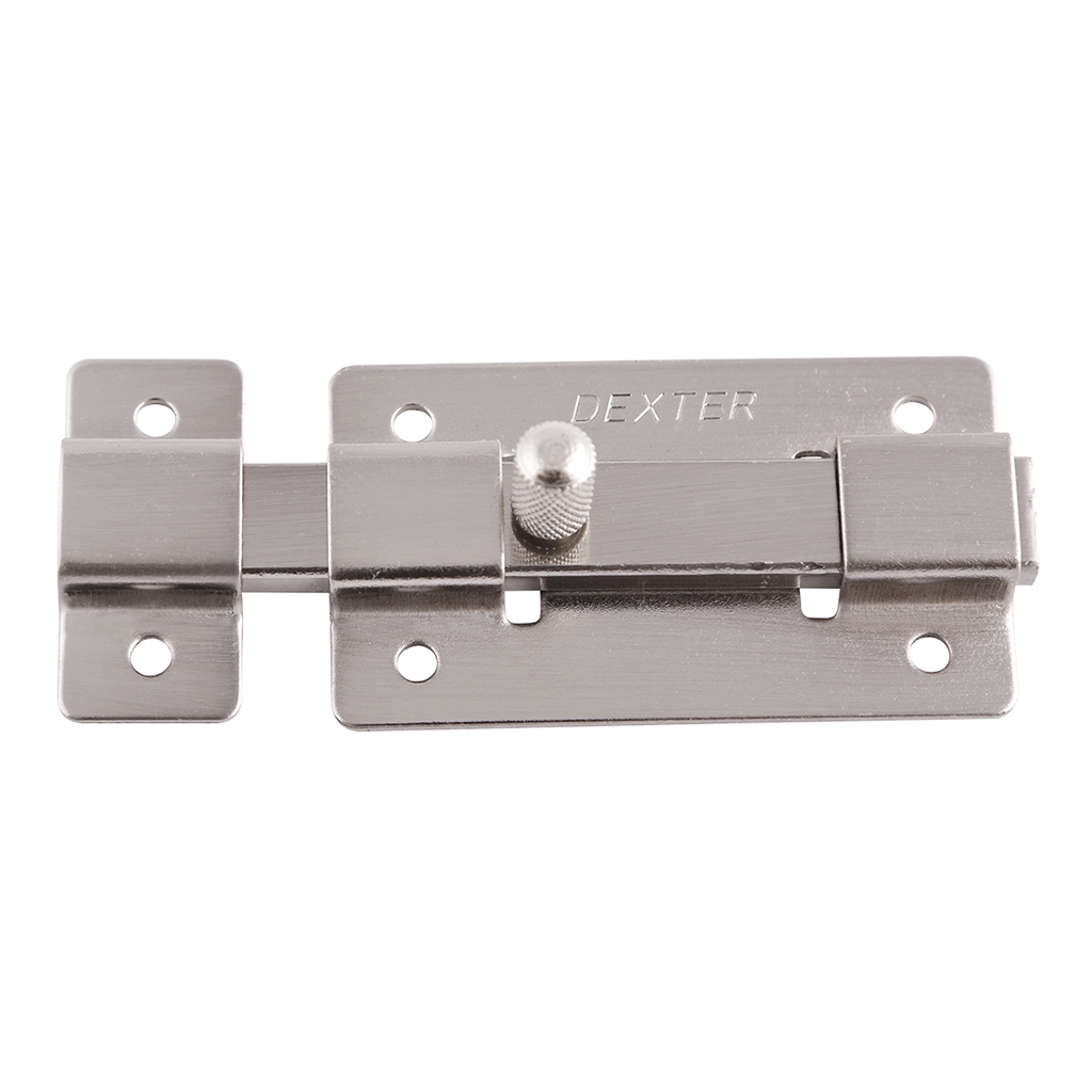 PASADOR DE BARRA PLANA PARA PUERTA - Dexter - Marca mexicana líder en el mercado ferretero ofreciendo cerraduras, bisagras, candados y accesorios para puerta y mueble, brindando gran confianza a nuestros clientes con sus productos de la más alta calidad, buen precio, mayor durabilidad y mejor funcionamiento, manejando materiales de fabricación como Latón, Acero inoxidable, Aluminio etc. Proporcionando mayor seguridad y confianza en la protección de tu hogar, oficina, negocio o cualquier tipo de espacio. Nuestros productos manejan gran variedad de acabados como: Níquel Satinado, Latón Antiguo, Latón Brillante, Blanco, ADK, Negro, Beige entre otros. Con variedad de mecanismos de instalación y tipos de llave.