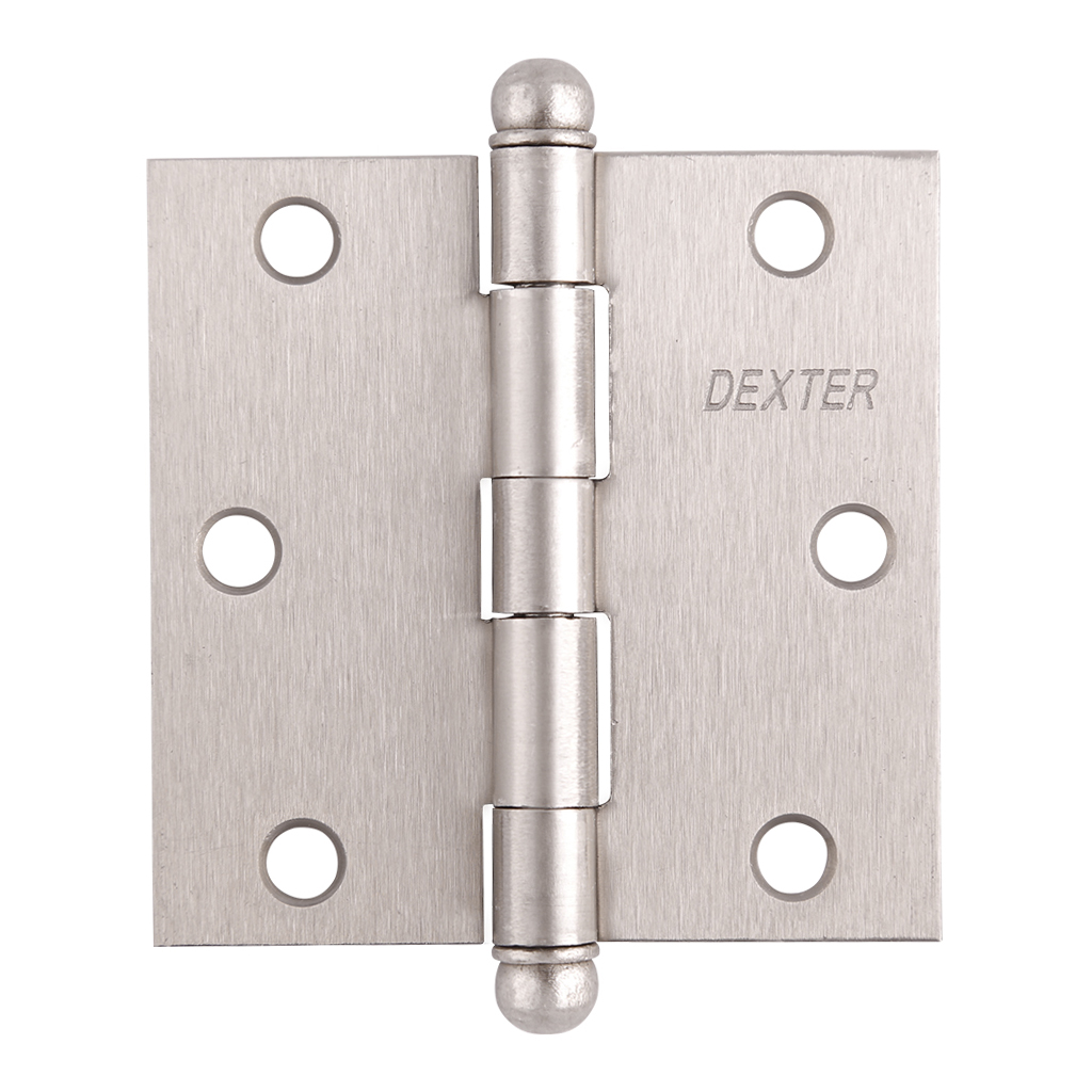 BISAGRA ARQUITECTÓNICA 3" X 3" SIN BALEROS CABEZA BOLA - Dexter - Marca mexicana líder en el mercado ferretero ofreciendo cerraduras, bisagras, candados y accesorios para puerta y mueble, brindando gran confianza a nuestros clientes con sus productos de la más alta calidad, buen precio, mayor durabilidad y mejor funcionamiento, manejando materiales de fabricación como Latón, Acero inoxidable, Aluminio etc. Proporcionando mayor seguridad y confianza en la protección de tu hogar, oficina, negocio o cualquier tipo de espacio. Nuestros productos manejan gran variedad de acabados como: Níquel Satinado, Latón Antiguo, Latón Brillante, Blanco, ADK, Negro, Beige entre otros. Con variedad de mecanismos de instalación y tipos de llave.