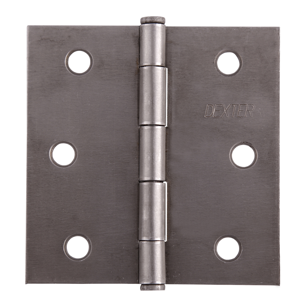 BISAGRA ARQUITECTÓNICA 3.5" X 3.5" SIN BALEROS CABEZA PLANA - Dexter - Marca mexicana líder en el mercado ferretero ofreciendo cerraduras, bisagras, candados y accesorios para puerta y mueble, brindando gran confianza a nuestros clientes con sus productos de la más alta calidad, buen precio, mayor durabilidad y mejor funcionamiento, manejando materiales de fabricación como Latón, Acero inoxidable, Aluminio etc. Proporcionando mayor seguridad y confianza en la protección de tu hogar, oficina, negocio o cualquier tipo de espacio. Nuestros productos manejan gran variedad de acabados como: Níquel Satinado, Latón Antiguo, Latón Brillante, Blanco, ADK, Negro, Beige entre otros. Con variedad de mecanismos de instalación y tipos de llave.