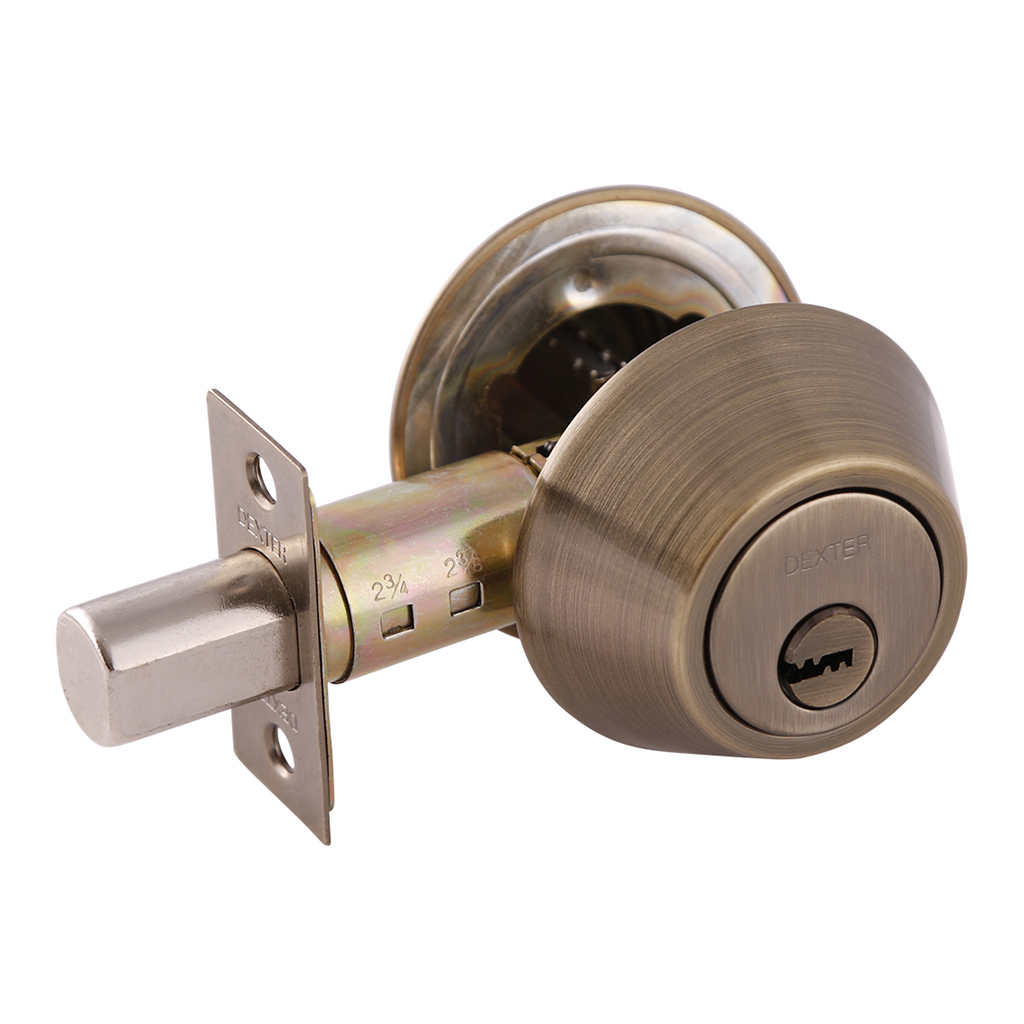 CERROJO TRADICIONAL FUNCIÓN  LLAVE - LLAVE DE ALTA SEGURIDAD - Dexter - Marca mexicana líder en el mercado ferretero ofreciendo cerraduras, bisagras, candados y accesorios para puerta y mueble, brindando gran confianza a nuestros clientes con sus productos de la más alta calidad, buen precio, mayor durabilidad y mejor funcionamiento, manejando materiales de fabricación como Latón, Acero inoxidable, Aluminio etc. Proporcionando mayor seguridad y confianza en la protección de tu hogar, oficina, negocio o cualquier tipo de espacio. Nuestros productos manejan gran variedad de acabados como: Níquel Satinado, Latón Antiguo, Latón Brillante, Blanco, ADK, Negro, Beige entre otros. Con variedad de mecanismos de instalación y tipos de llave.