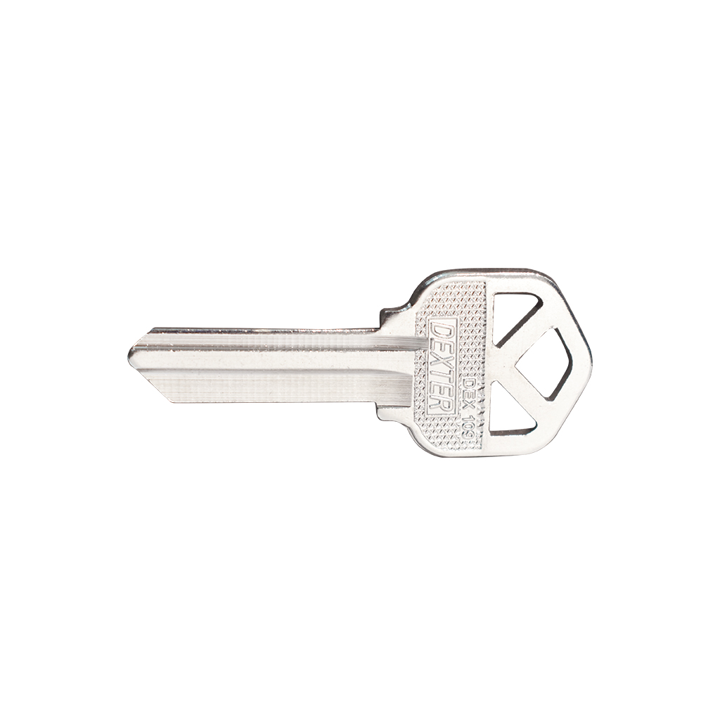 BLANCO DE LLAVE TIPO DEX-109 - Dexter - Marca mexicana líder en el mercado ferretero ofreciendo cerraduras, bisagras, candados y accesorios para puerta y mueble, brindando gran confianza a nuestros clientes con sus productos de la más alta calidad, buen precio, mayor durabilidad y mejor funcionamiento, manejando materiales de fabricación como Latón, Acero inoxidable, Aluminio etc. Proporcionando mayor seguridad y confianza en la protección de tu hogar, oficina, negocio o cualquier tipo de espacio. Nuestros productos manejan gran variedad de acabados como: Níquel Satinado, Latón Antiguo, Latón Brillante, Blanco, ADK, Negro, Beige entre otros. Con variedad de mecanismos de instalación y tipos de llave.