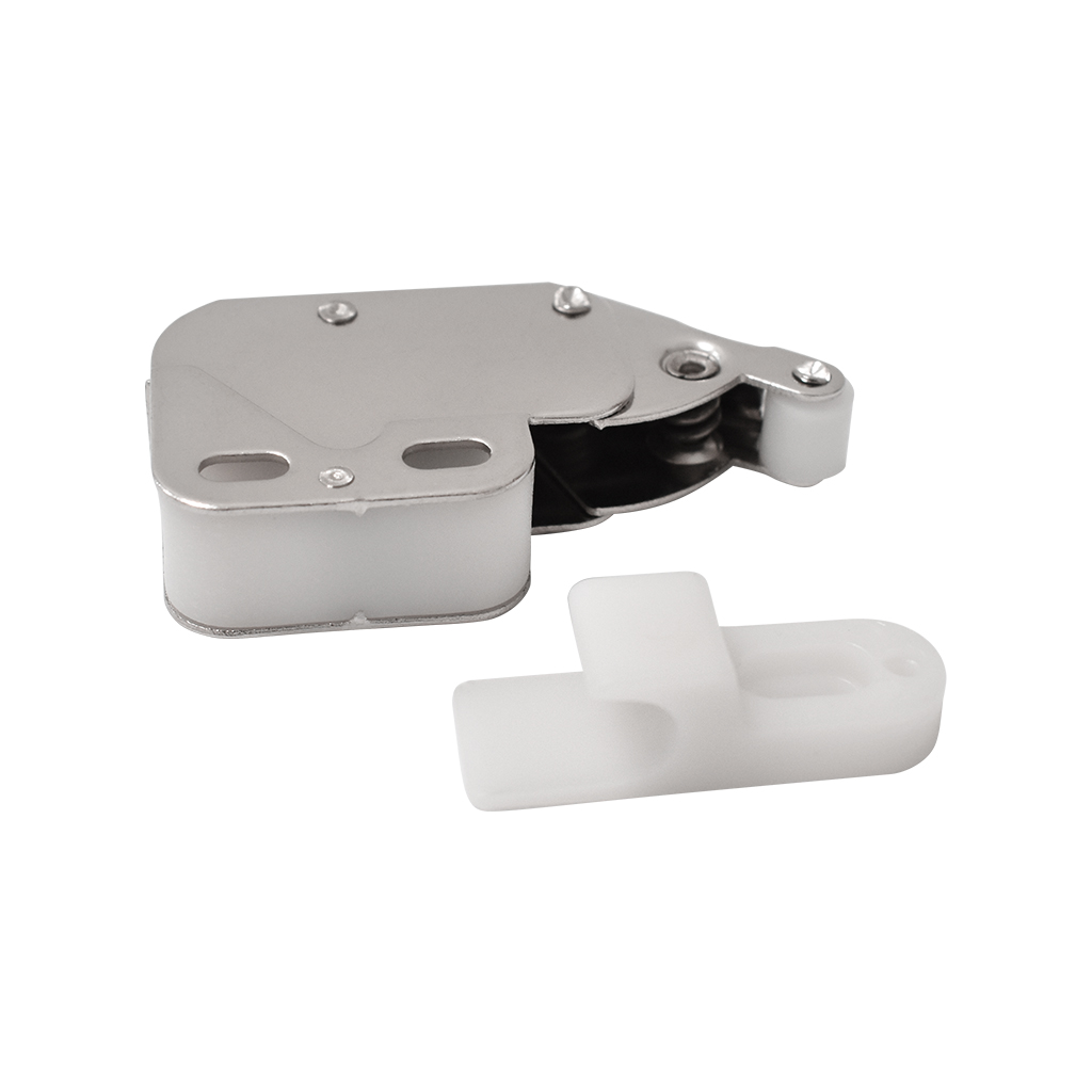 BROCHE MECÁNICO "MINI LATCH" PARA PUERTA - Handy Home - Handy home ofrece una gama extensa de herrajes, Jaladeras y Accesorios para mueble de madera, diseñados con la más alta calidad y precio accesible. Contamos con gran variedad de herrajes para cocina y gabinetes entre los que se encuentras correderas para cajón, bisagras bidimensionales y Jaladeras para mueble, fabricadas con variedad de materiales de alta calidad como acero inoxidable, acero galvanizado, zamac, aluminio, nylon etc. Que darán un toque moderno y una decoración única a tus muebles. Contamos con toda una línea completa de accesorios para closet que van desde el tubo, rodamientos, colgador de ganchos hasta tornillos para madera que te ayudaran a la fijación y soporte que necesitan tus puertas y muebles.
