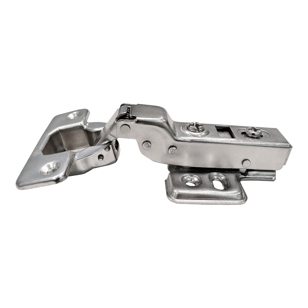 BISAGRA BIDIMENSIONAL 110° CON BASE DE 4 PERFORACIONES CON PISTÓN Y CIERRE SUAVE CON CLIP ON PARA PUERTA - Handy Home - Handy home ofrece una gama extensa de herrajes, Jaladeras y Accesorios para mueble de madera, diseñados con la más alta calidad y precio accesible. Contamos con gran variedad de herrajes para cocina y gabinetes entre los que se encuentras correderas para cajón, bisagras bidimensionales y Jaladeras para mueble, fabricadas con variedad de materiales de alta calidad como acero inoxidable, acero galvanizado, zamac, aluminio, nylon etc. Que darán un toque moderno y una decoración única a tus muebles. Contamos con toda una línea completa de accesorios para closet que van desde el tubo, rodamientos, colgador de ganchos hasta tornillos para madera que te ayudaran a la fijación y soporte que necesitan tus puertas y muebles.